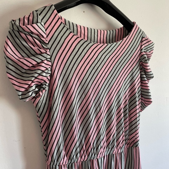 Vintage Size 9/10 Sears Dress Grey and Pink Stripped - Picture 4 of 11